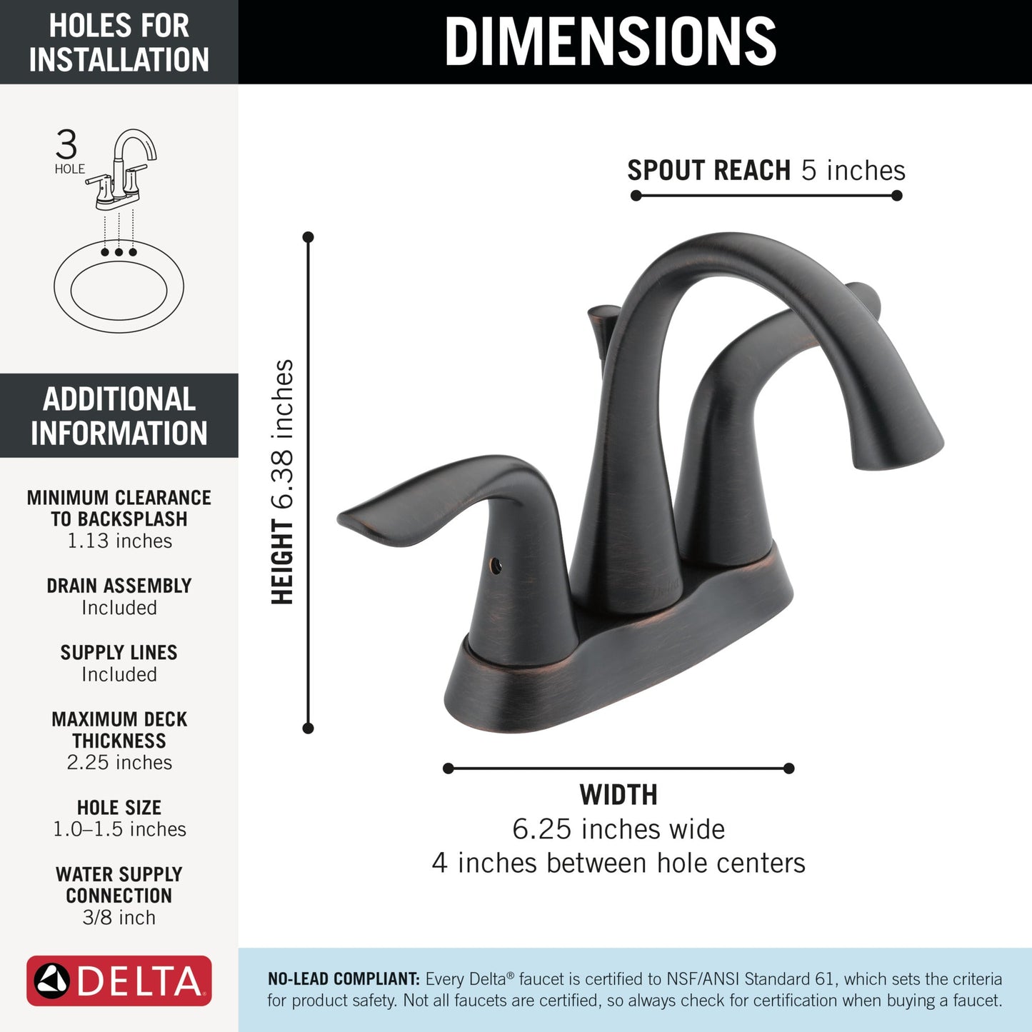 Delta Lahara 2538 Two Handle Centerset Bathroom Faucet