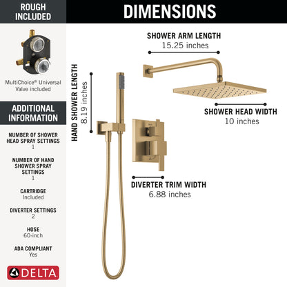 Delta Modern 342701 Monitor 14 Series Shower with Raincan, Hand Shower & Rough Valve
