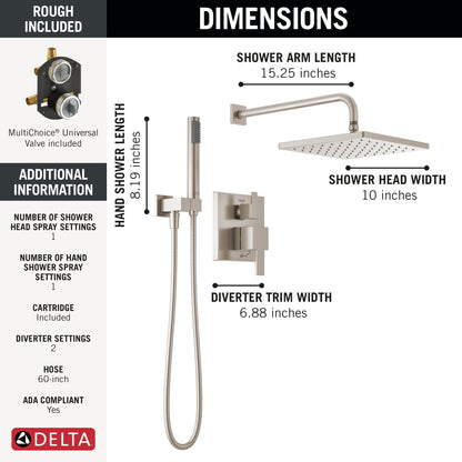 Delta Modern 342701 Monitor 14 Series Shower with Raincan, Hand Shower & Rough Valve