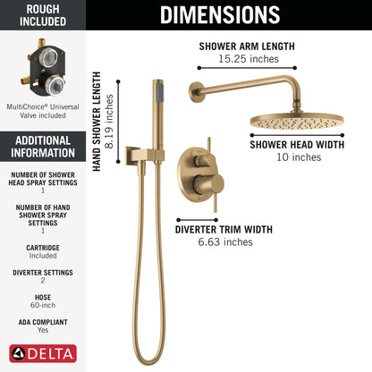 Delta Modern 342702 Monitor 14 Series Shower with Raincan, Hand Shower & Rough Valve