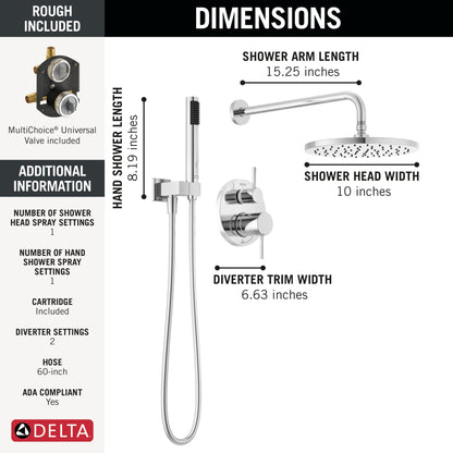Delta Modern 342702 Monitor 14 Series Shower with Raincan, Hand Shower & Rough Valve