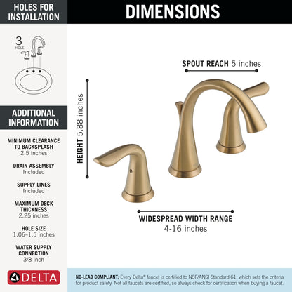 Delta Lahara 3538 Two Handle Widespread Bathroom Faucet