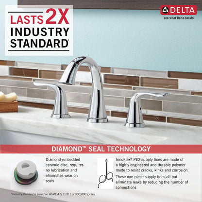 Delta Lahara 3538 Two Handle Widespread Bathroom Faucet