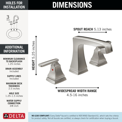 Delta Ashlyn 3564 Two Handle Widespread Bathroom Faucet