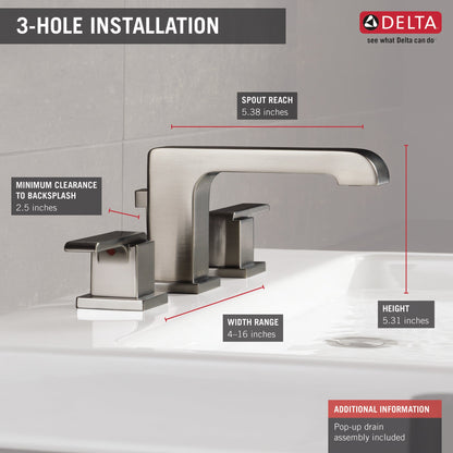 Delta Ara 3567 Two Handle Widespread Bathroom Faucet