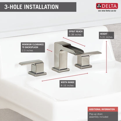 Delta Ara 3568LF Two Handle Widespread Channel Bathroom Faucet