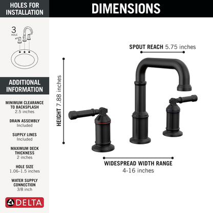 Delta Broderick 3584 Two Handle Widespread Bathroom Faucet