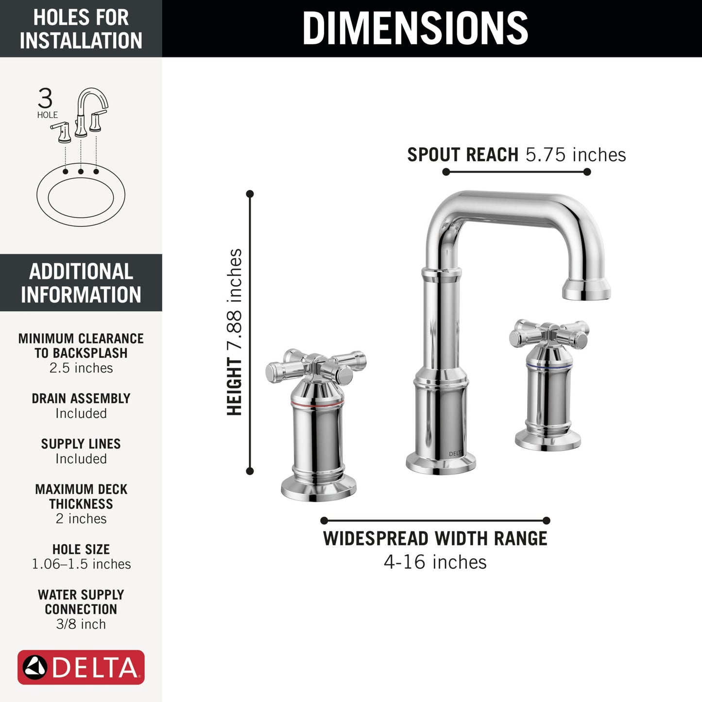 Delta Broderick 3587 Two Handle Widespread Bathroom Faucet