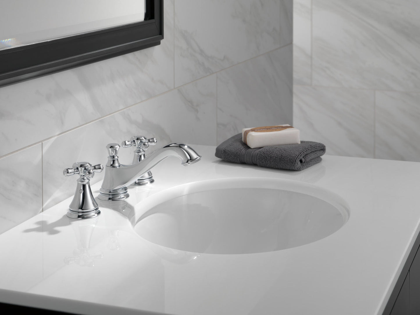 Delta Cassidy 3595LF Two Handle Widespread Bathroom Faucet - Low Arc Spout - Less Handles