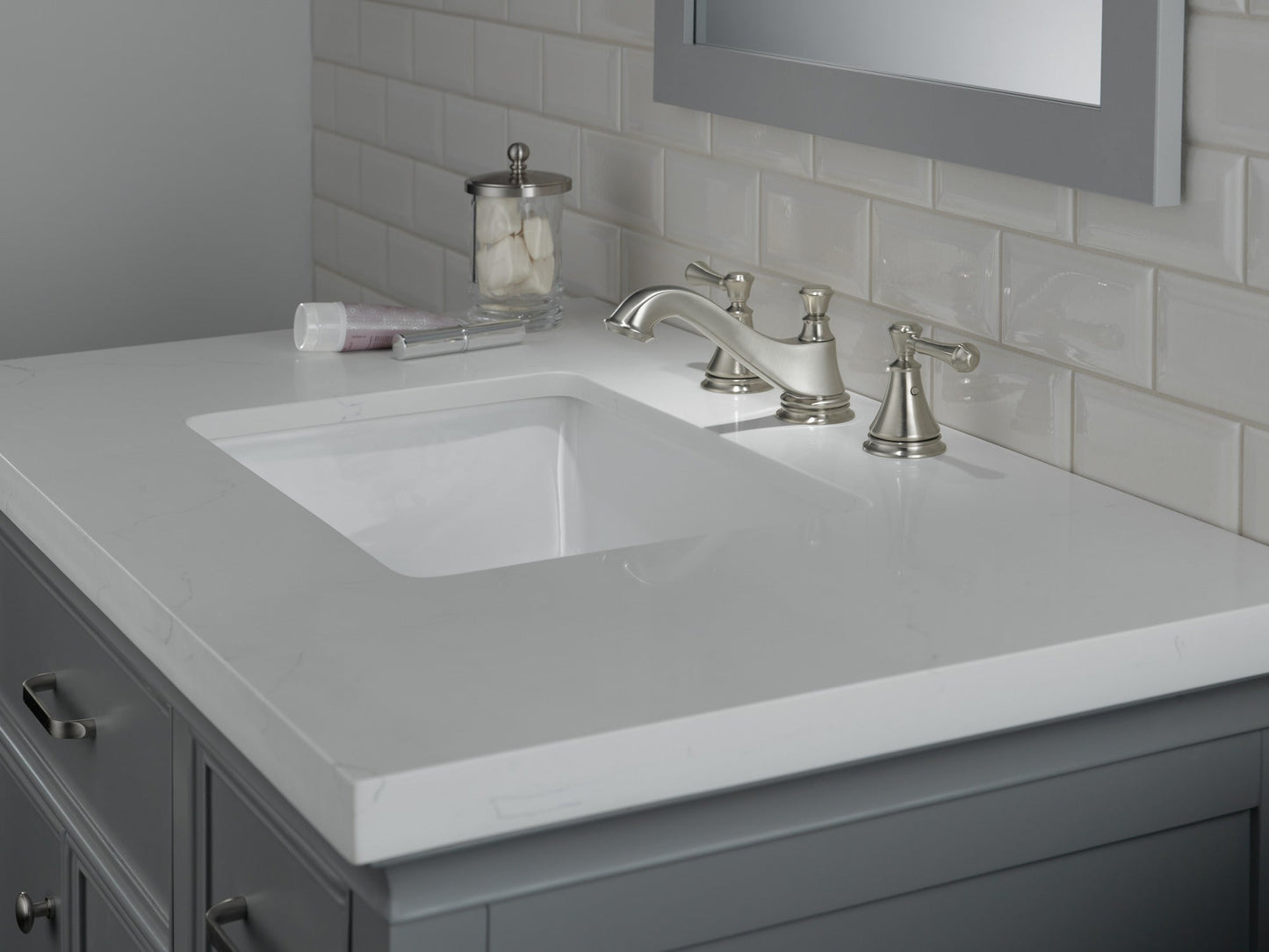 Delta Cassidy 3595LF Two Handle Widespread Bathroom Faucet - Low Arc Spout - Less Handles