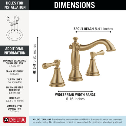 Delta Cassidy 3597LF Two Handle Widespread Bathroom Faucet
