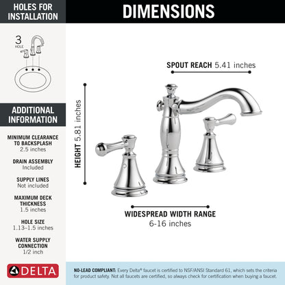 Delta Cassidy 3597LF Two Handle Widespread Bathroom Faucet