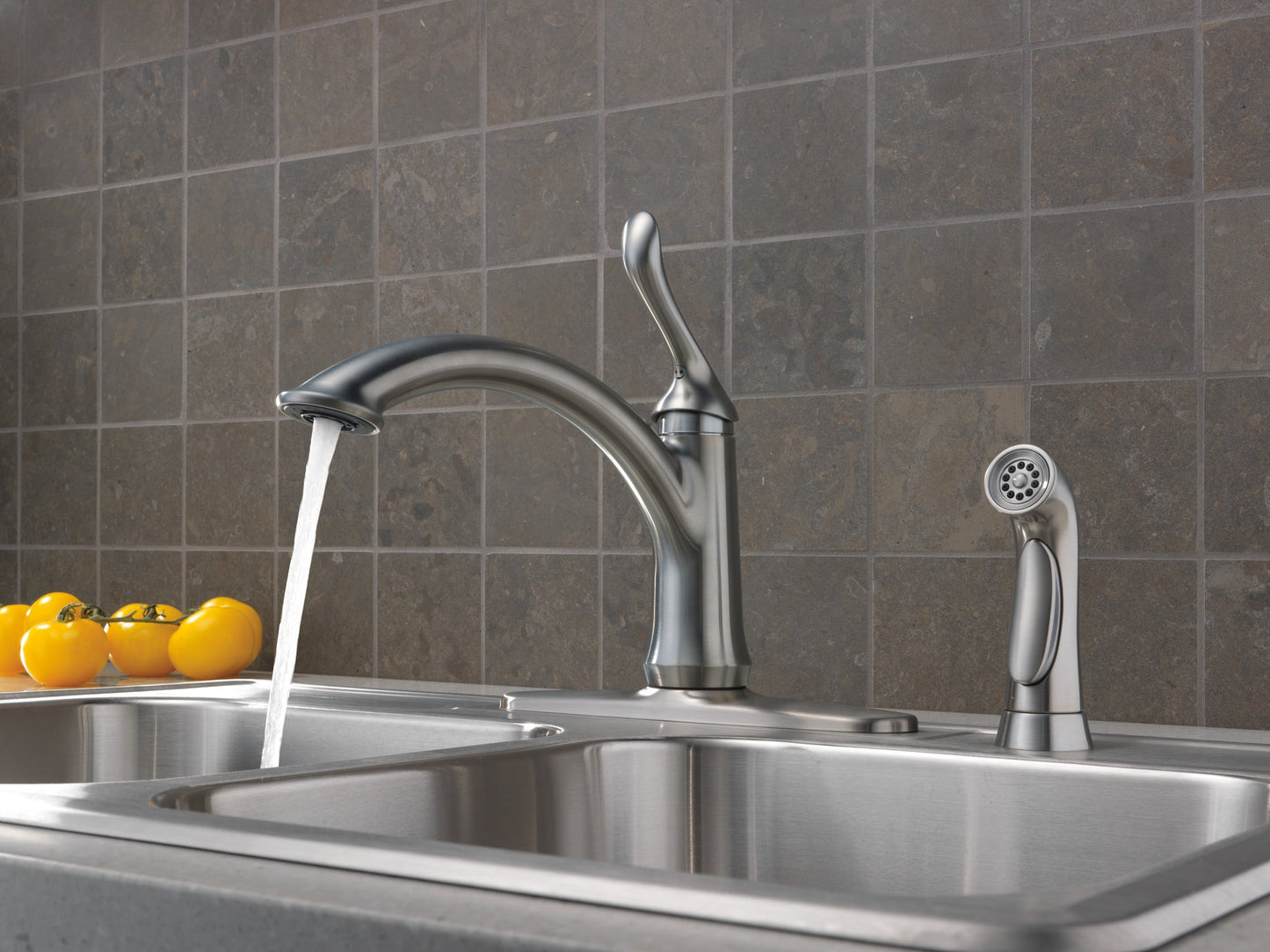 Delta Linden 4453 Single Handle Kitchen Faucet with Spray