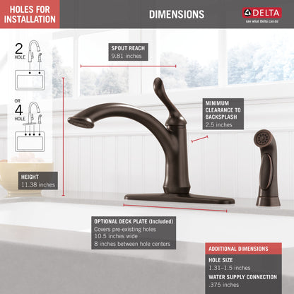Delta Linden 4453 Single Handle Kitchen Faucet with Spray