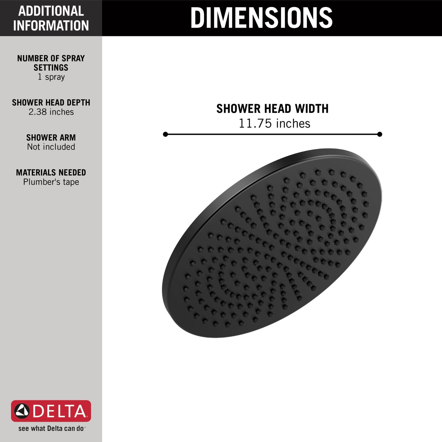 Delta Universal Showering Components 52158 Single-Setting Metal Raincan Shower Head