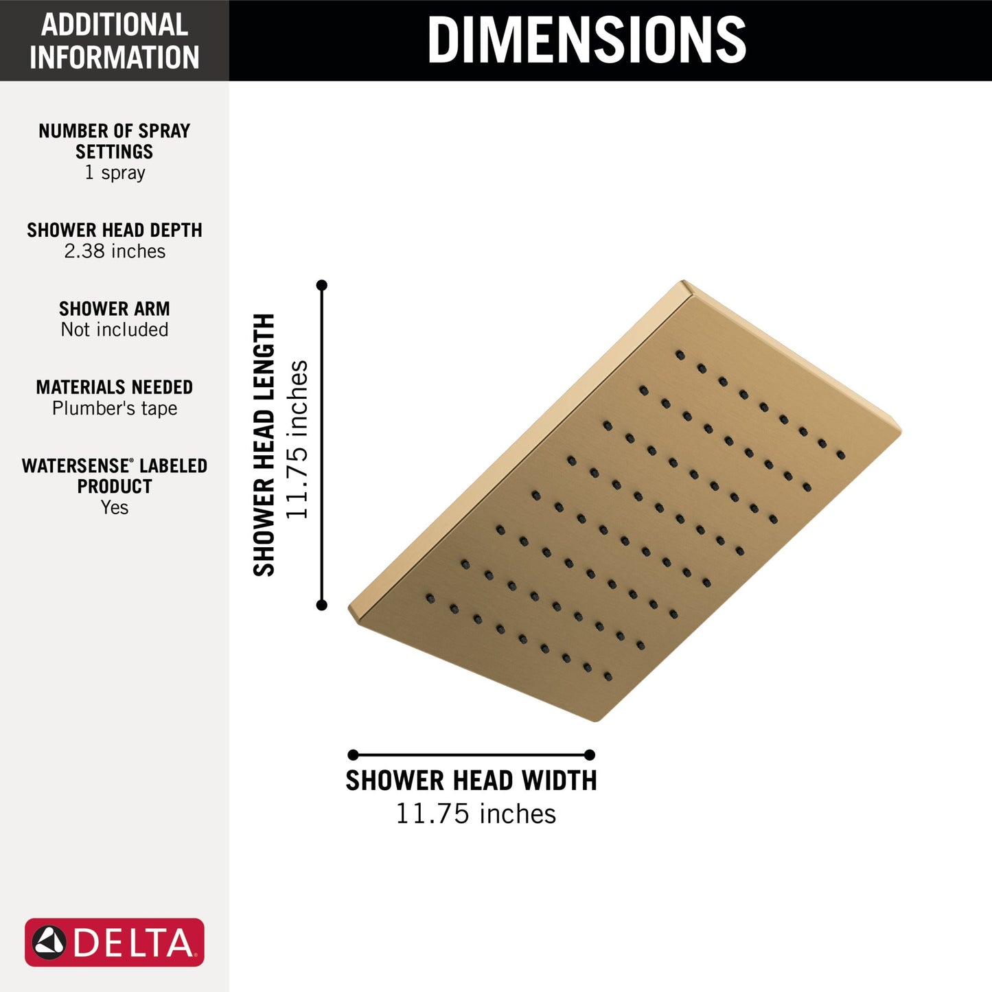 Delta Universal Showering Components 52159 Single-Setting Metal Raincan Shower Head