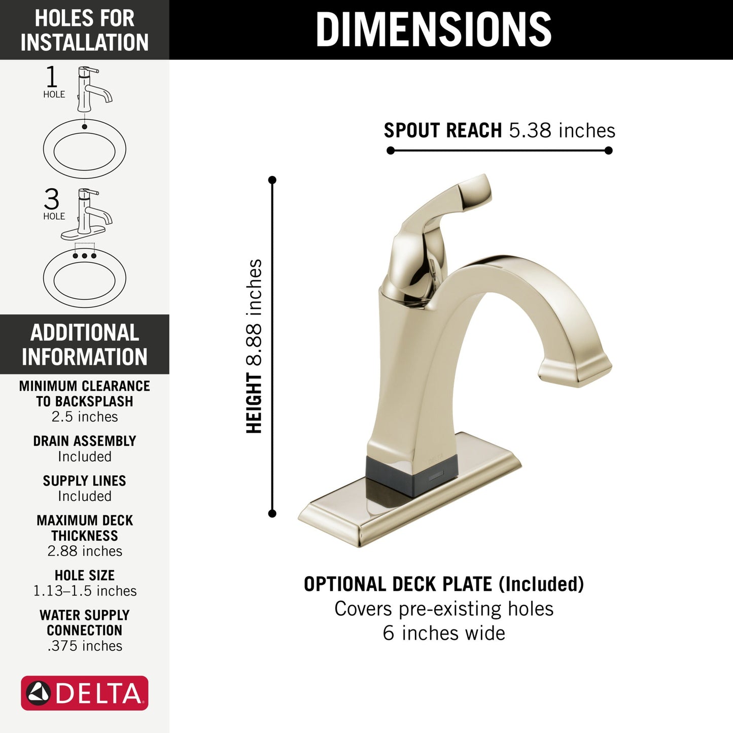 Delta Dryden 551T Touch2O Bathroom Faucet with Touchless Technology