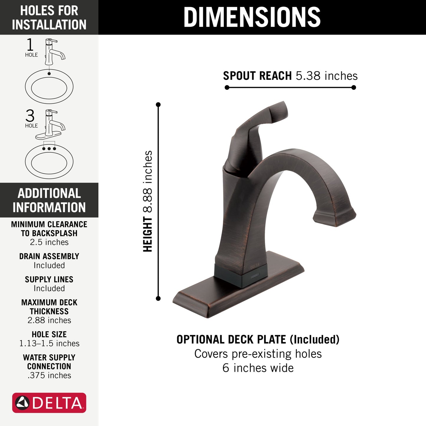 Delta Dryden 551T Touch2O Bathroom Faucet with Touchless Technology