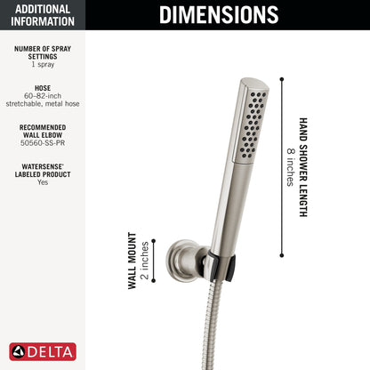 Delta Universal Showering Components 55808 Premium Single-Setting Adjustable Wall Mount Hand Shower