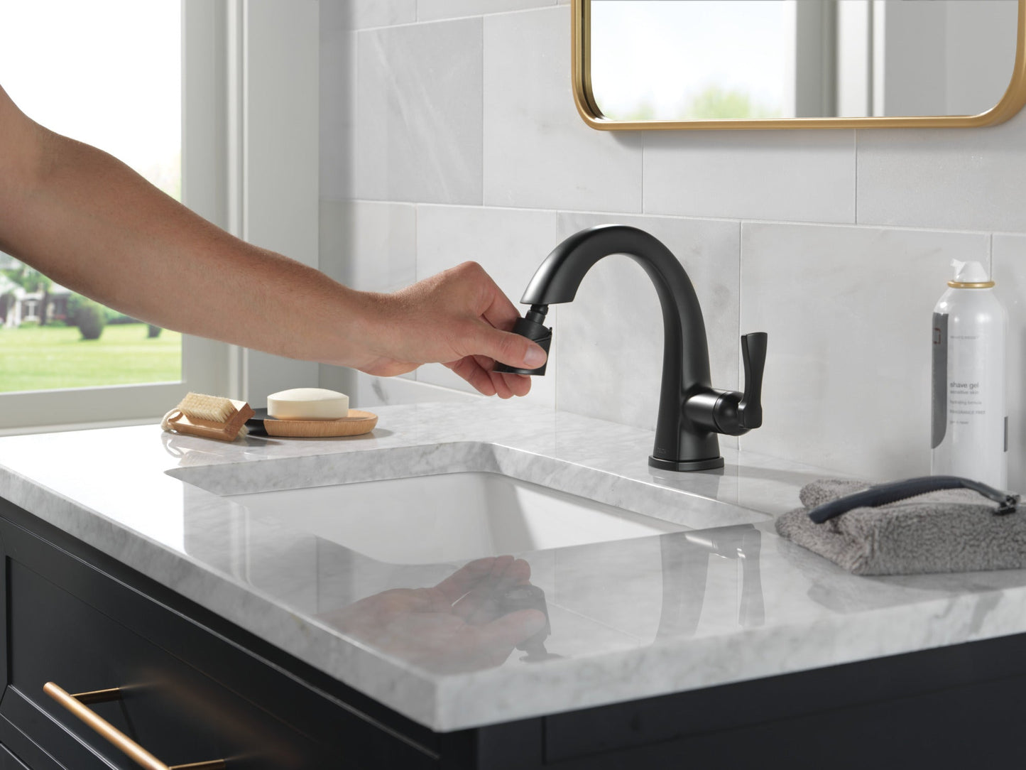 Delta Stryke 577 Single Handle Pull Down Bathroom Faucet