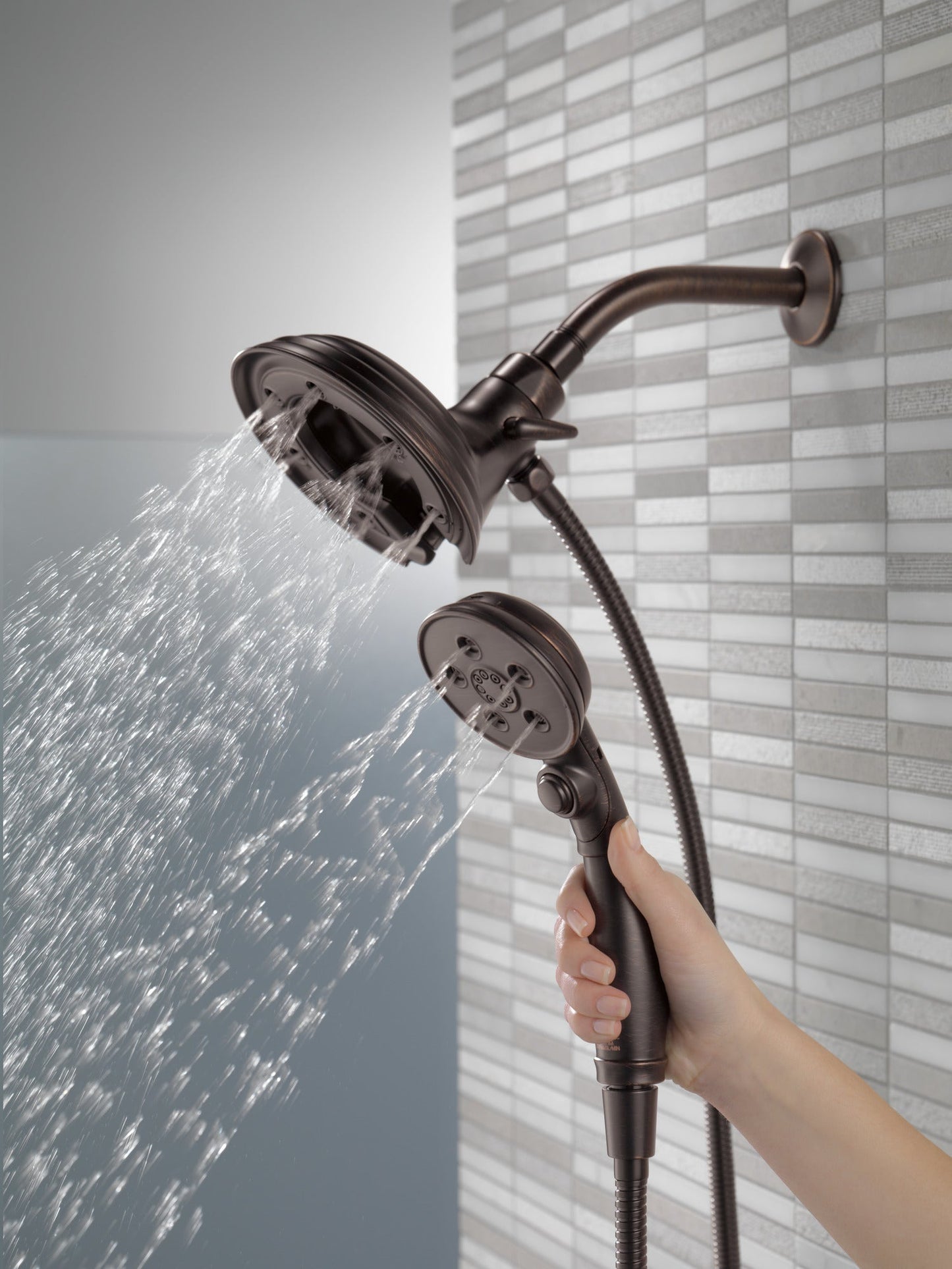 Delta Universal Showering Components 58471 H2OKINETIC In2ition 4-Setting Two-in-One Shower