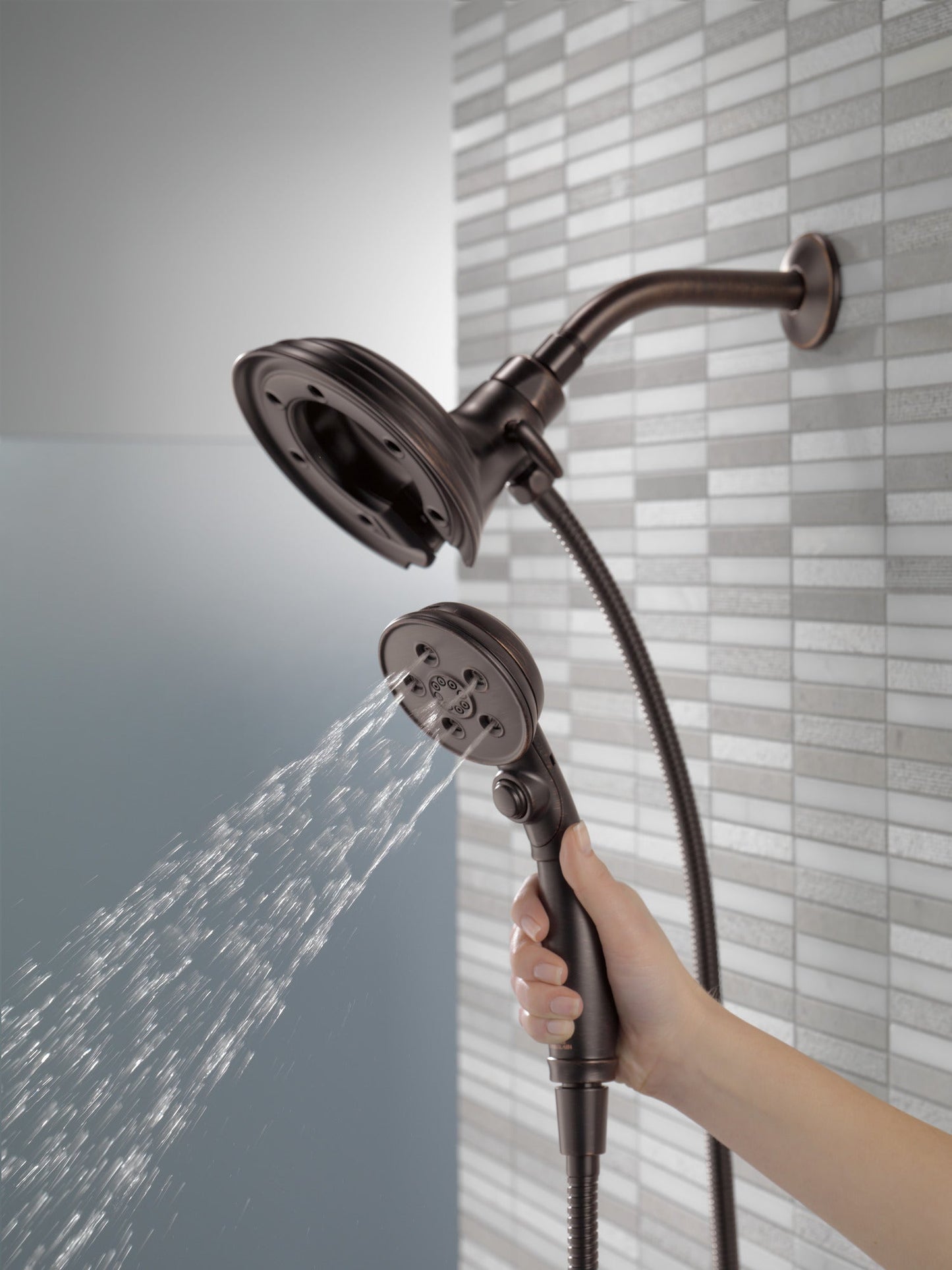 Delta Universal Showering Components 58471 H2OKINETIC In2ition 4-Setting Two-in-One Shower