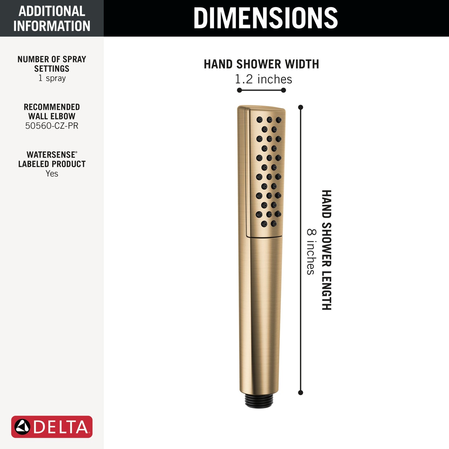Delta Universal Showering Components 59808 Premium Single-Setting Hand Shower