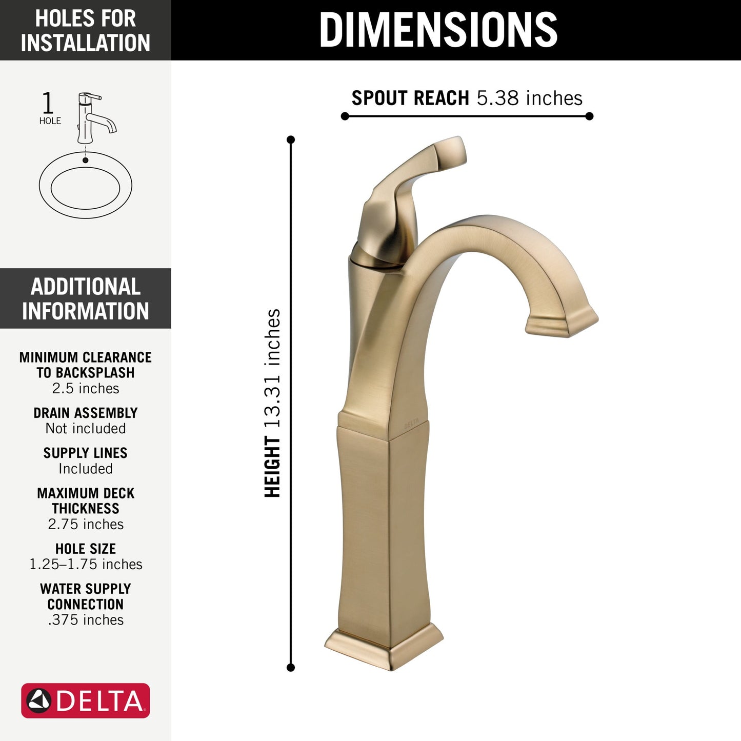 Delta Dryden 751 Single Handle Vessel Bathroom Faucet