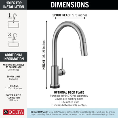 Delta Trinsic 9159TL TouchTouch 2O Technology Kitchen Faucet with Touchless Technology