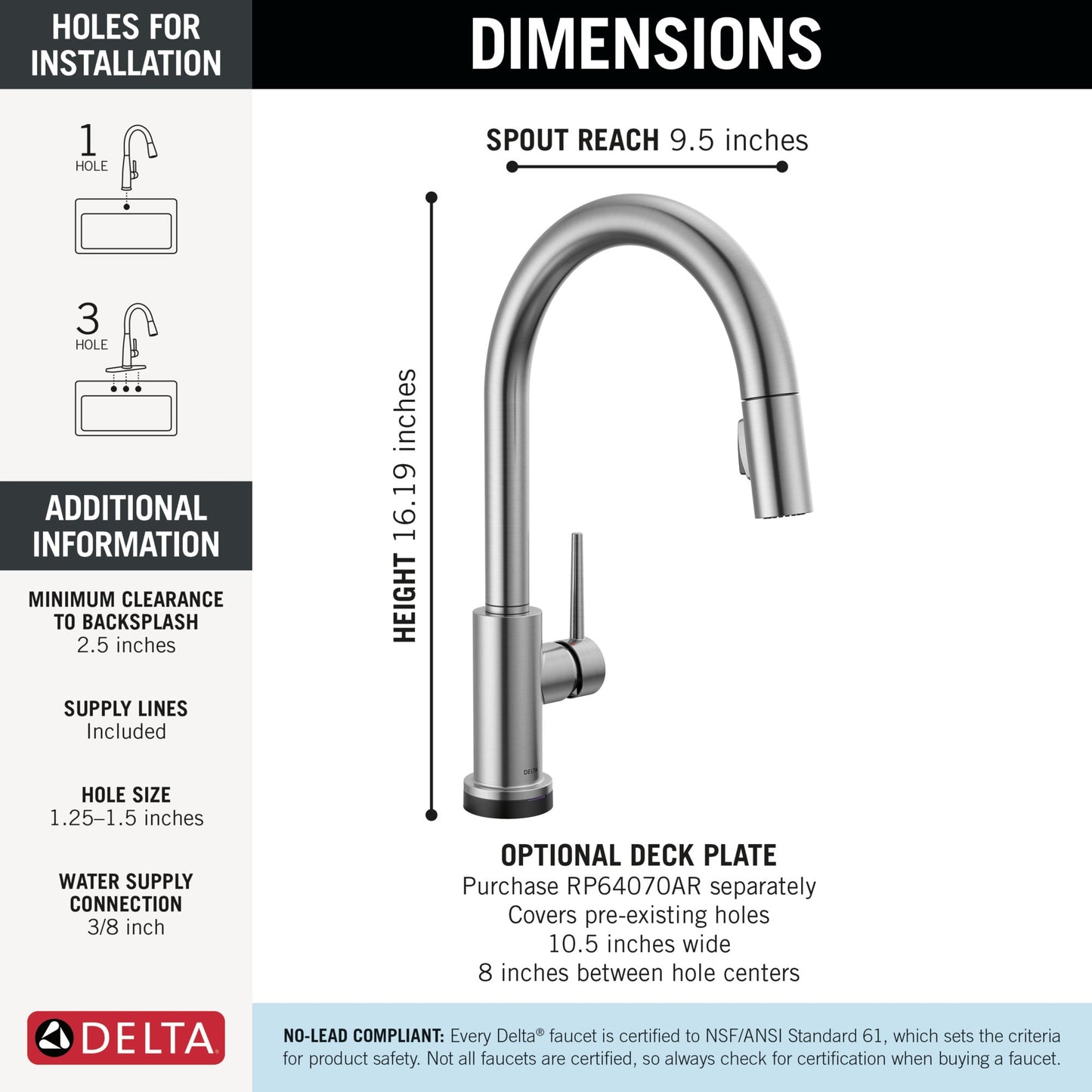 Delta Trinsic 9159TL TouchTouch 2O Technology Kitchen Faucet with Touchless Technology