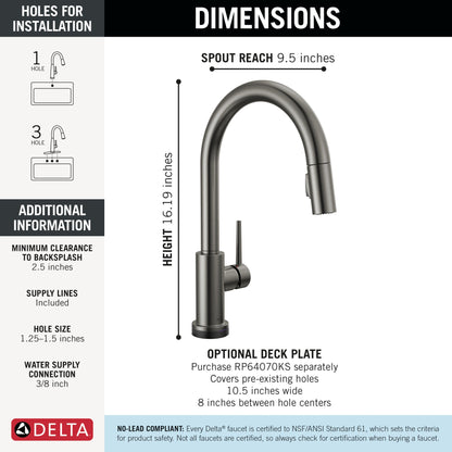 Delta Trinsic 9159TL TouchTouch 2O Technology Kitchen Faucet with Touchless Technology