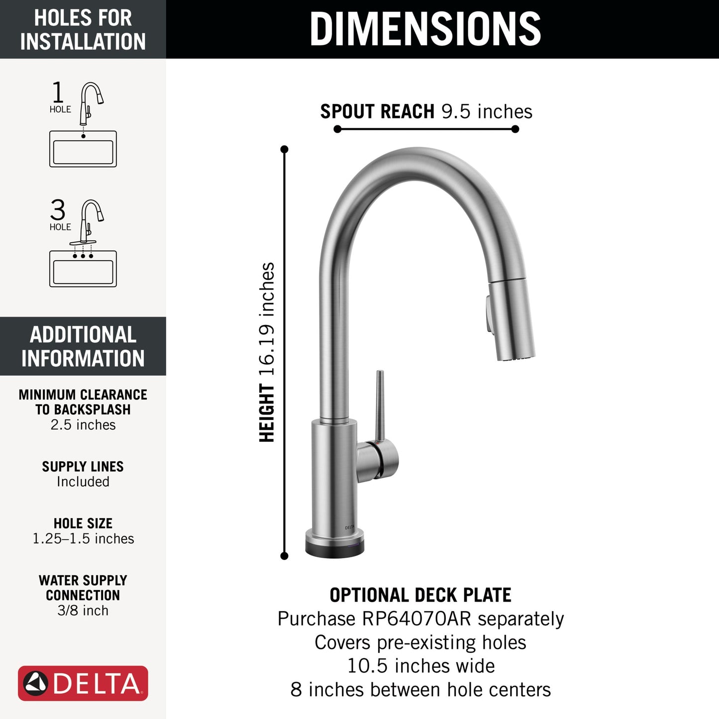Delta Trinsic 9159TLV VoiceIQ Kitchen Faucet with TouchTouch 2O Technology with Touchless Technology