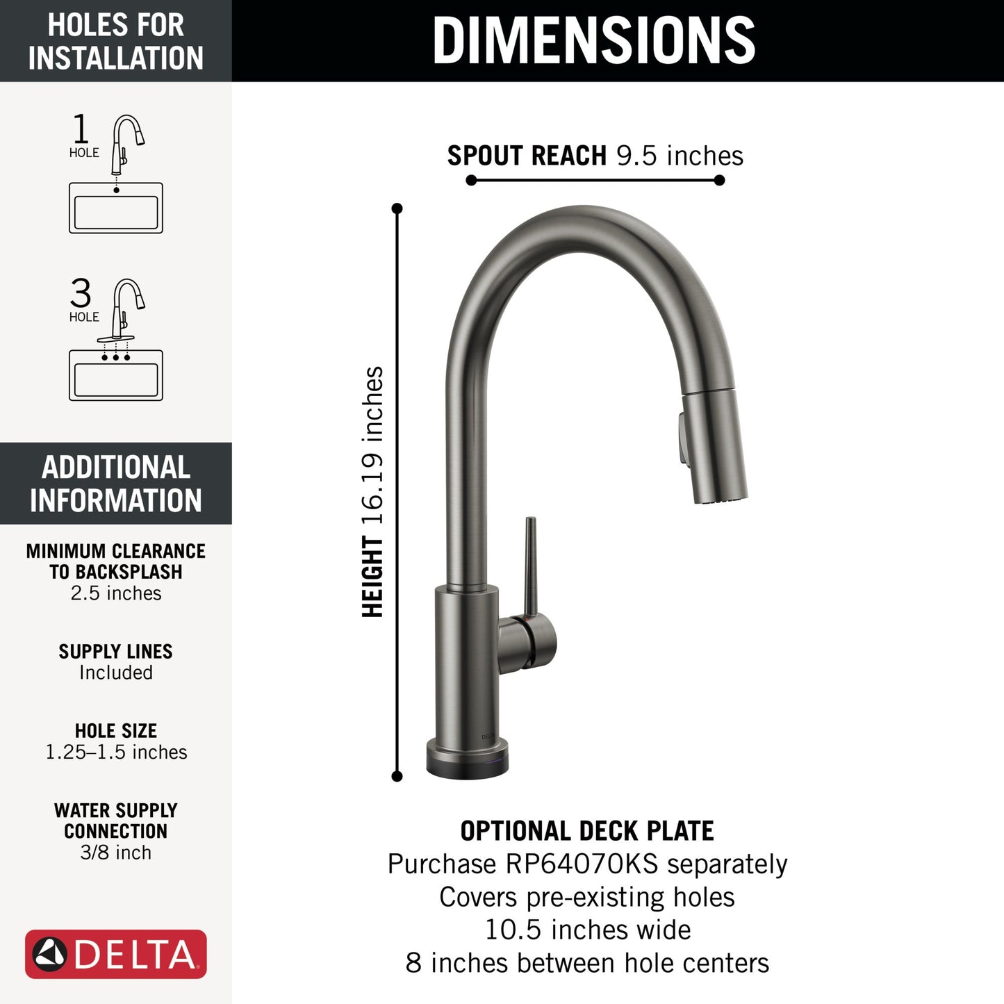 Delta Trinsic 9159TLV VoiceIQ Kitchen Faucet with TouchTouch 2O Technology with Touchless Technology