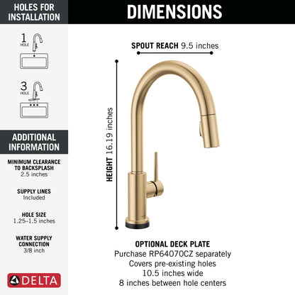 Delta Trinsic 9159TLV VoiceIQ Kitchen Faucet with TouchTouch 2O Technology with Touchless Technology