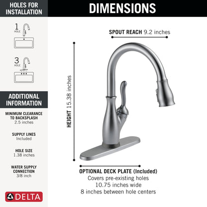 Delta Leland 9178TL TouchTouch 2O Technology Kitchen Faucet with Touchless Technology