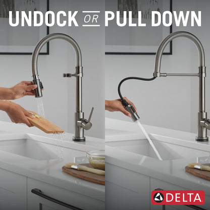 Delta Trinsic 9659TL TouchTouch 2O Technology Kitchen Faucet with Touchless Technology, black stainless - view 5