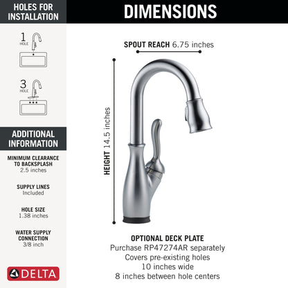 Delta Leland 9678TL Touch2O Bar / Prep Faucet with Touchless Technology