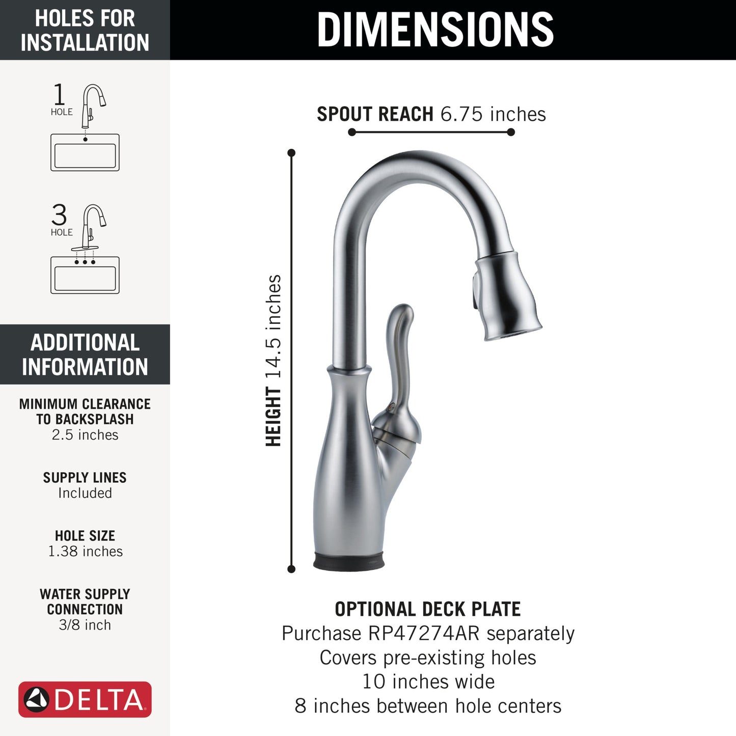 Delta Leland 9678TL Touch2O Bar / Prep Faucet with Touchless Technology