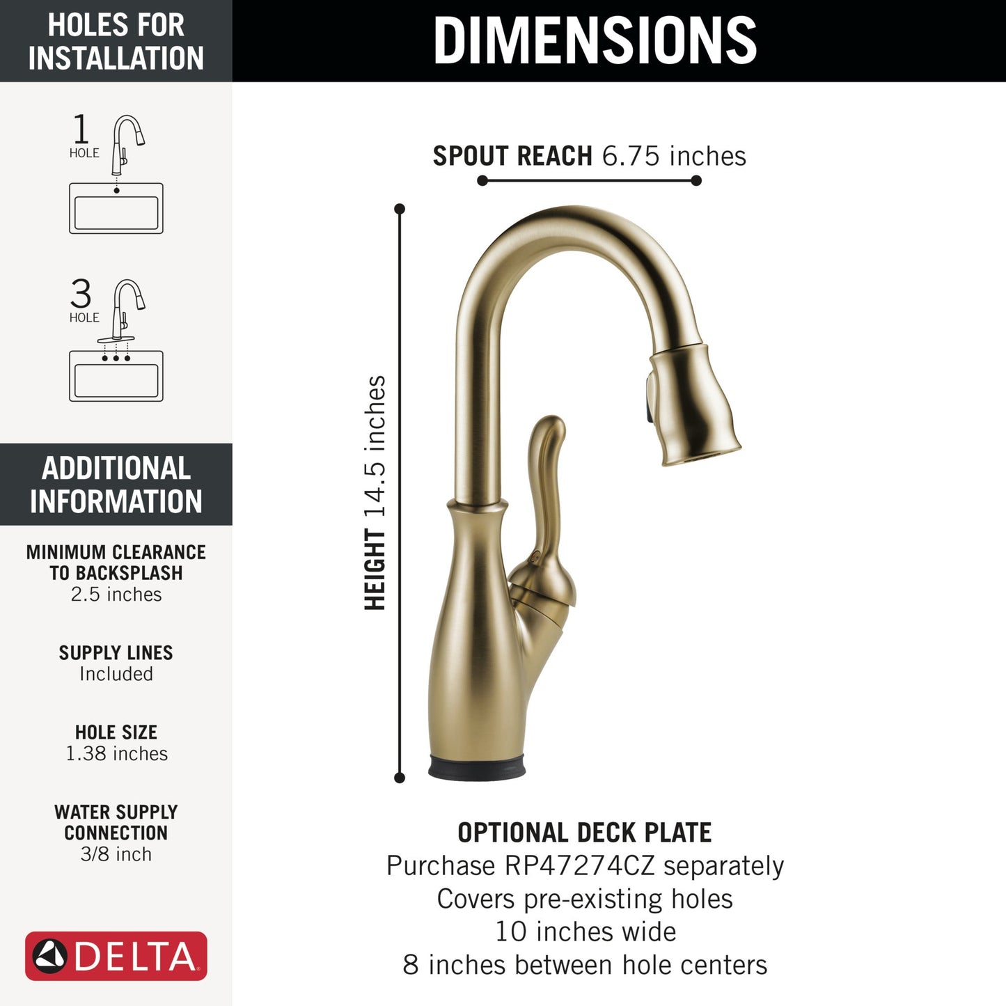 Delta Leland 9678TL Touch2O Bar / Prep Faucet with Touchless Technology