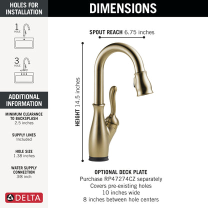 Delta Leland 9678TL Touch2O Bar / Prep Faucet with Touchless Technology