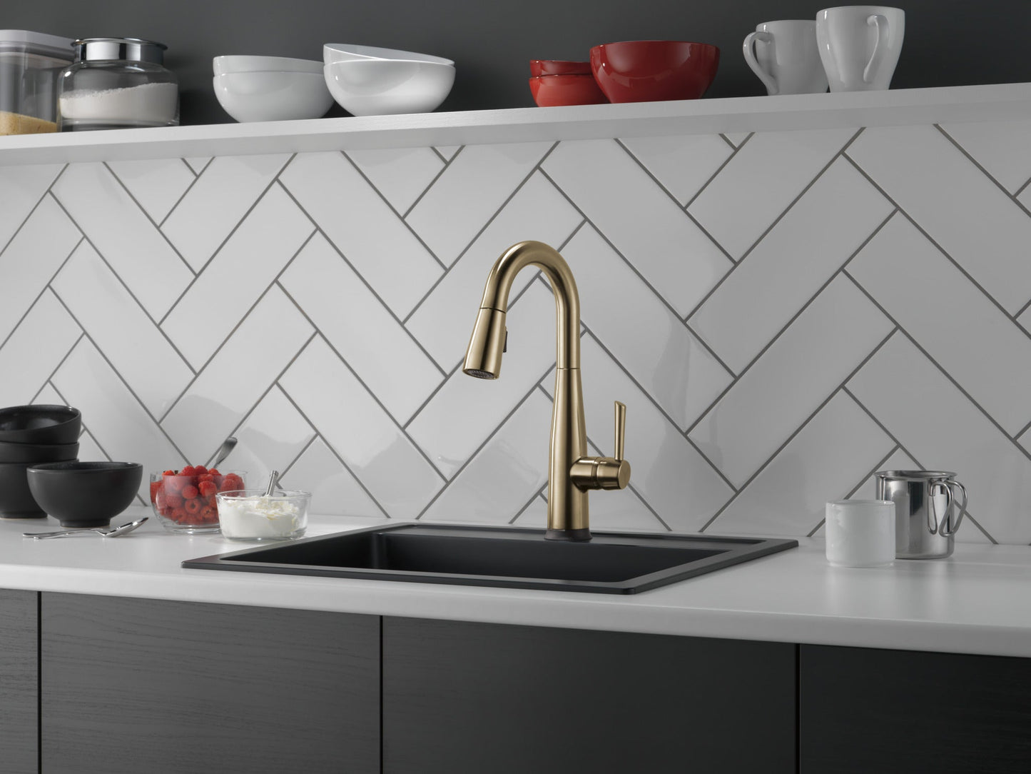 Delta Essa 9913T Single Handle Pull-Down Bar / Prep Faucet with TouchTouch 2O Technology