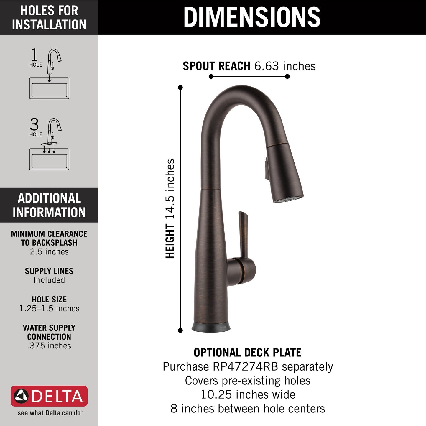 Delta Essa 9913T Single Handle Pull-Down Bar / Prep Faucet with TouchTouch 2O Technology