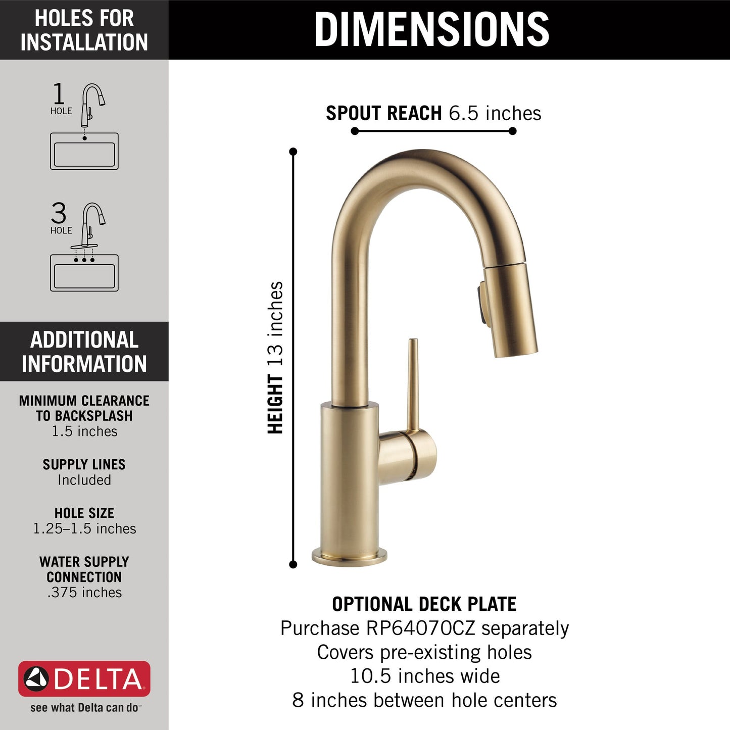 Delta Trinsic 9959 Single Handle Pull-Down Bar / Prep Faucet, champagne bronze - view 5