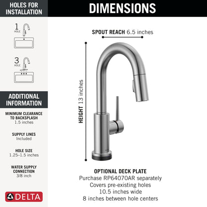 Delta Trinsic 9959TL Touch2O Bar / Prep Faucet with Touchless Technology