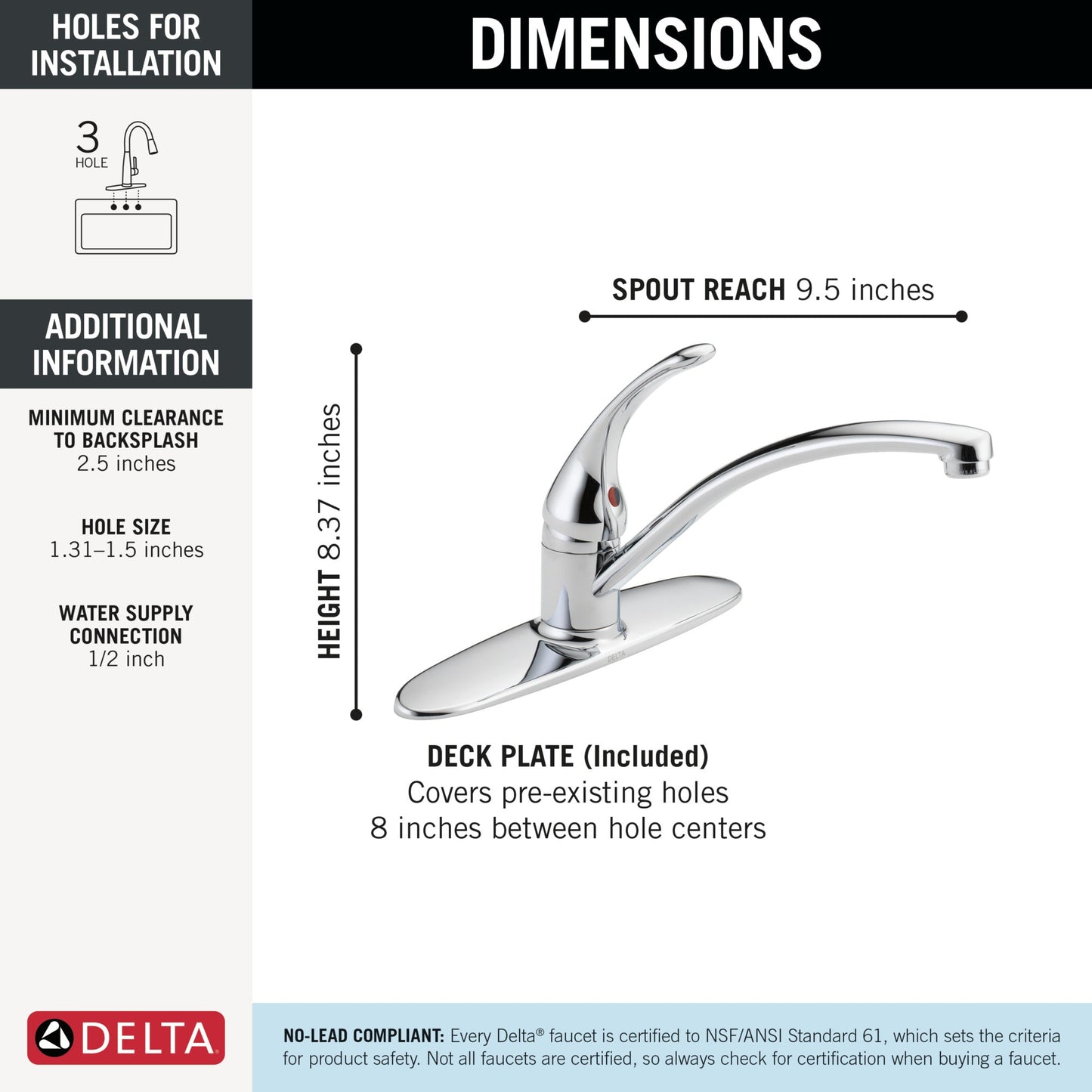 Delta Foundations B1310LF Single Handle Kitchen Faucet