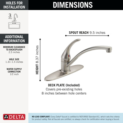 Delta Foundations B1310LF Single Handle Kitchen Faucet