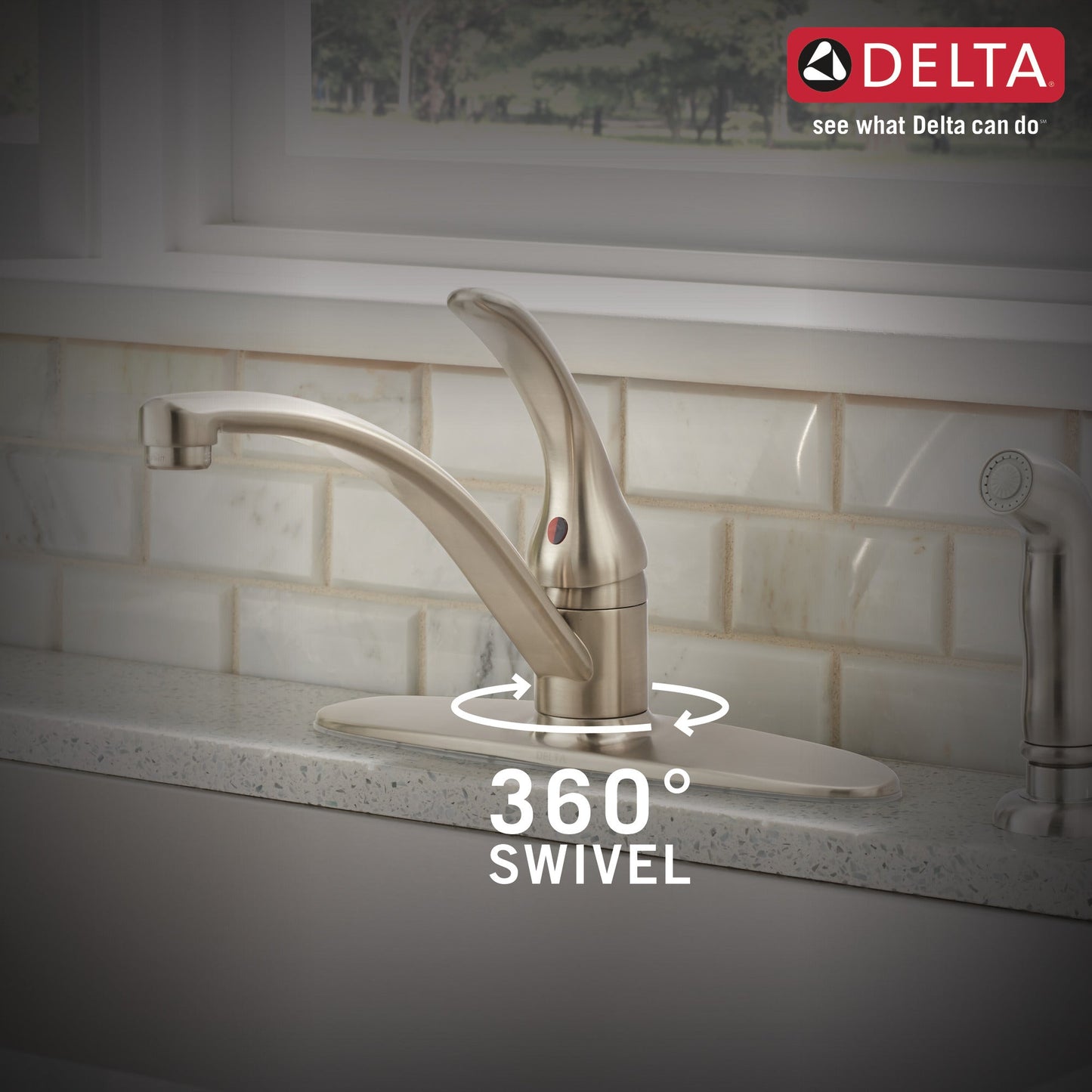 Delta Foundations B4410LF Single Handle Kitchen Faucet with Spray