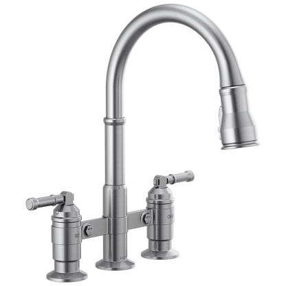 Delta Broderick 2390L Two Handle Pull-Down Bridge Kitchen Faucet