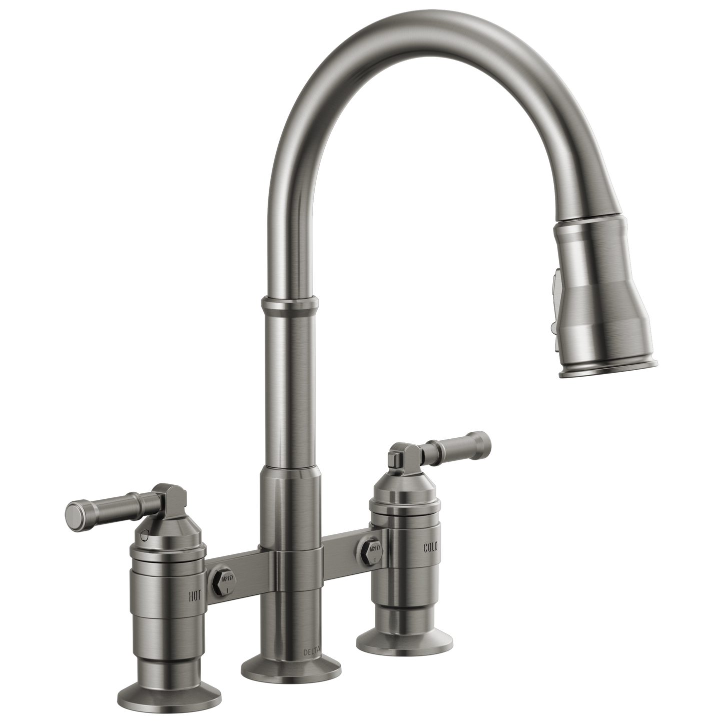 Delta Broderick 2390L Two Handle Pull-Down Bridge Kitchen Faucet