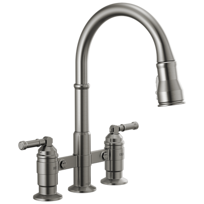 Delta Broderick 2390L Two Handle Pull-Down Bridge Kitchen Faucet